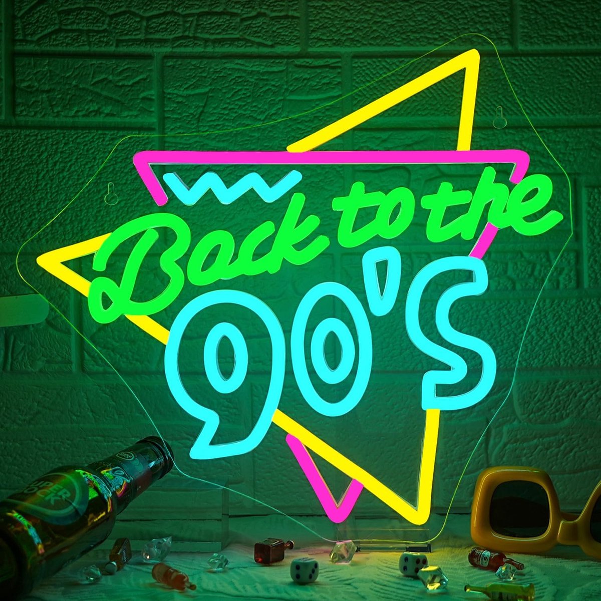 Looklight Back To The 90'S Neon Light Sign, Neon Signs for Wall Decor, 90's Colorful LED Sign, Luminous Signs Dimmable - ShopVlot