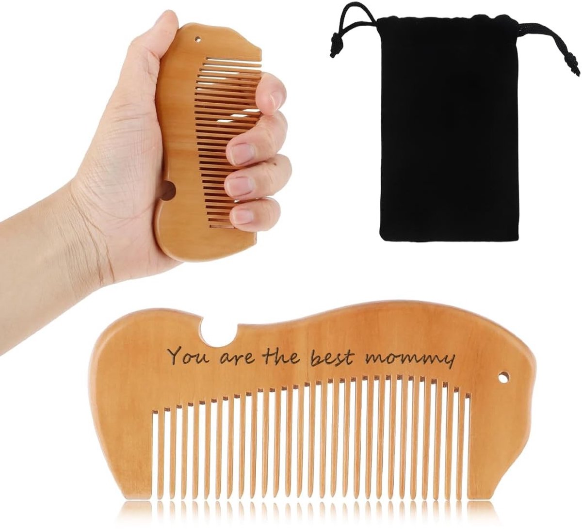 Solidchoice - Houten Geboorte Kam met Fabric Bag voor Zwangere Vrouwen