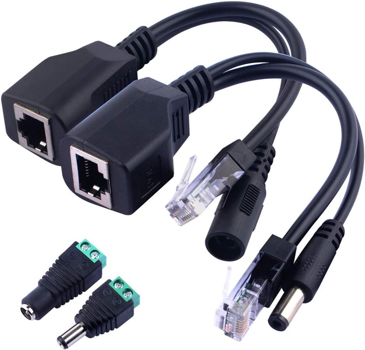 GeeekPi 1 Pair Passive Power over Ethernet RJ45 PoE Adapter Injector + Splitter Cable Kit with 2.1 x 5.5mm DC Power - ShopVlot