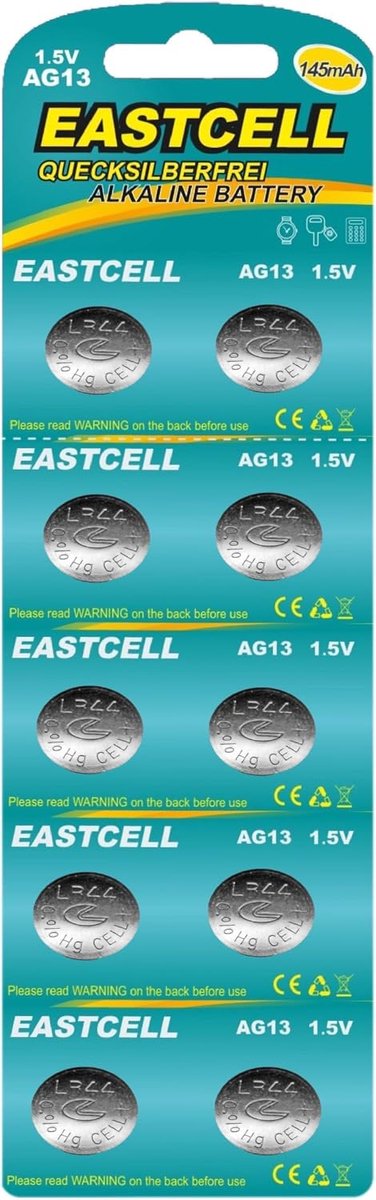 10 x AG13 mercury free LR44 G13 A76 GP76A 357 SR44W disposable - ShopVlot