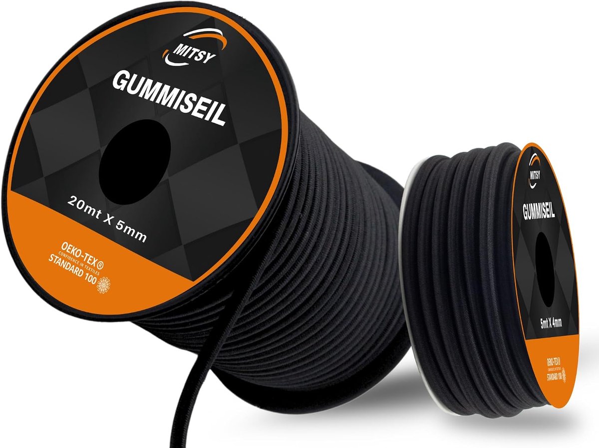 Rubber Rope, 5 mm, 20 m, Expander Rope, 80% Rack, Weatherproof Tension Cord for Trailers, Sun Sails, Etc - ShopVlot