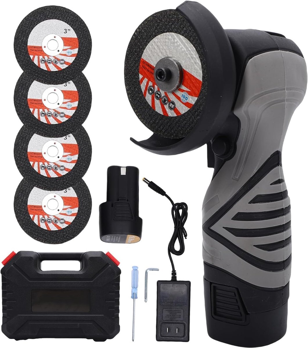 Weytoll Mini Angle Grinder, 15,000 rpm, Manual Cutting Tool with 4800 mAh Battery, 5 Grinding Discs and Charger for - ShopVlot