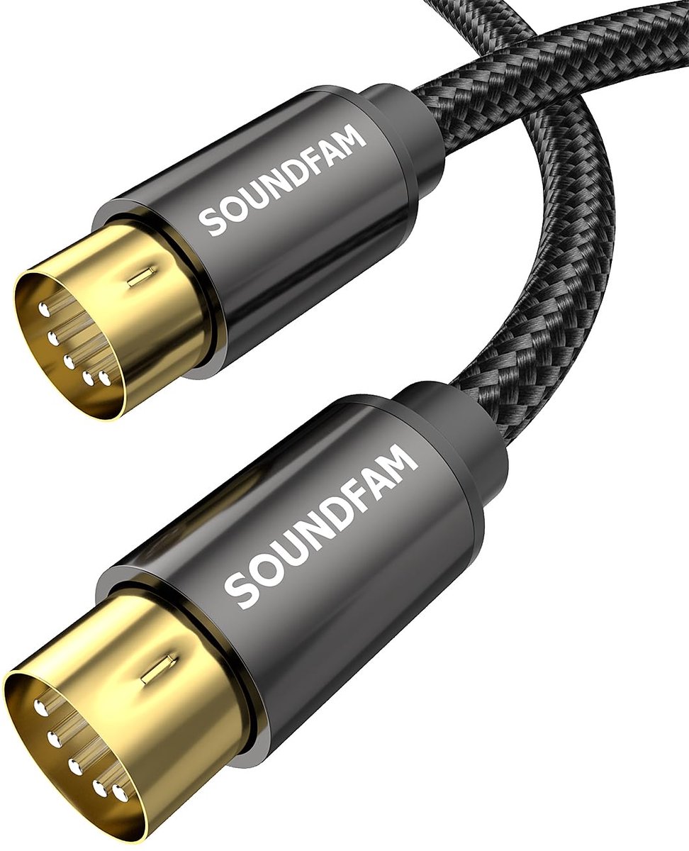 Afgeschermde 5-polige MIDI-kabel, 1 m stekker-stekker voor MIDI-keyboard, synthesizer, sampler, geluidskaart en - ShopVlot