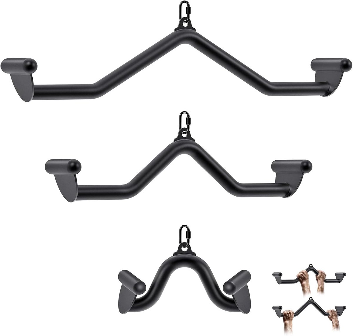 Kipika LAT Pull Down Bars Cable Machine Attachment, Rowing T-bar V-Bar Set, Back Strength Training Handles for Cable - ShopVlot