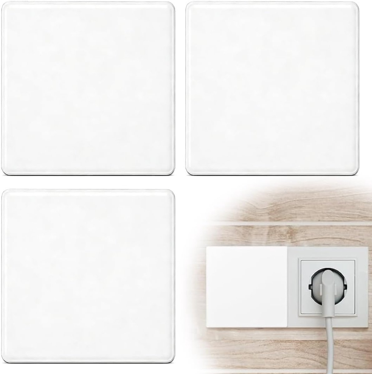 YAYNO 3 Pcs Self Adhesive Flush Socket Covers 86×86mm Wall Switch Plate Wall Hole Cover Recessed Hidden Electrical - ShopVlot