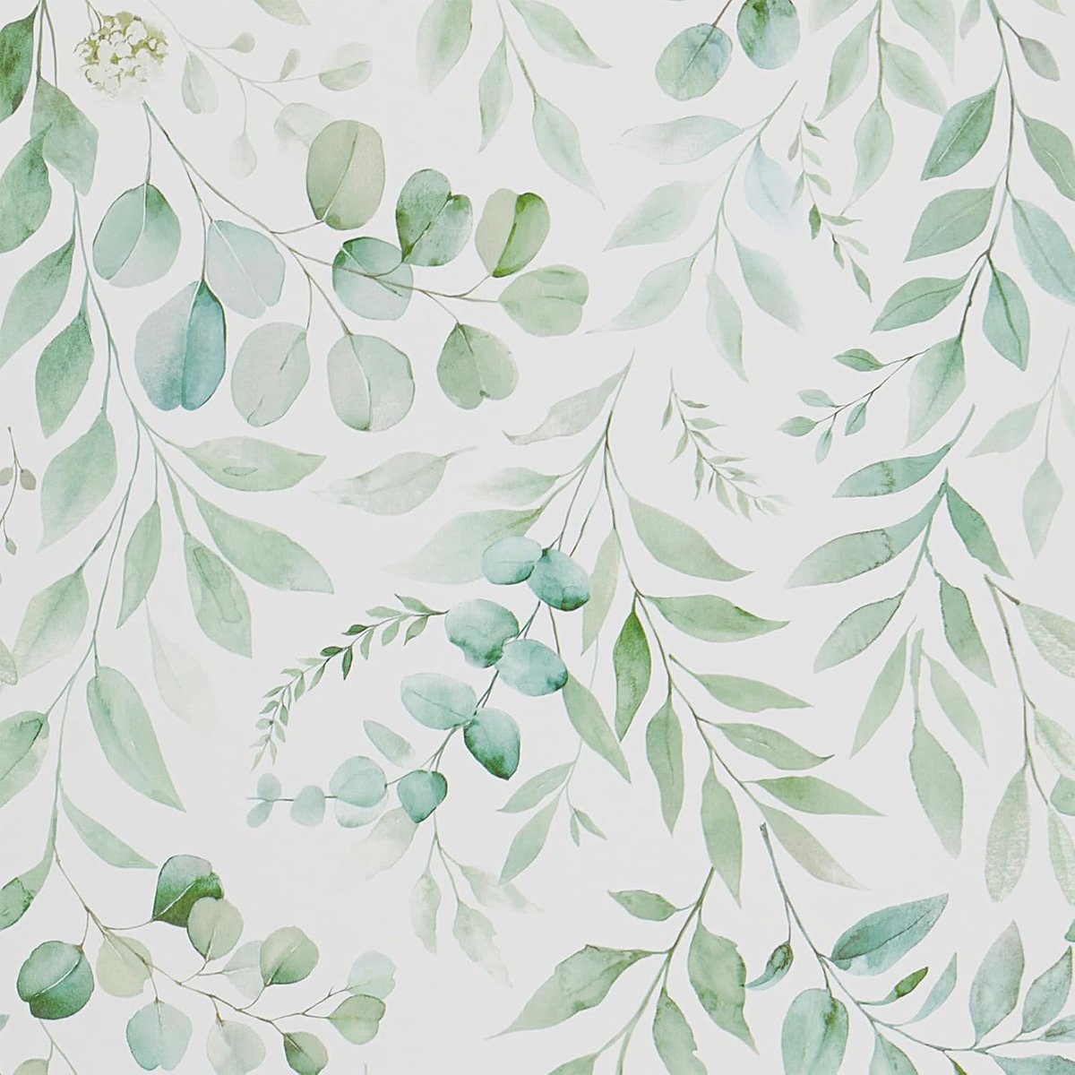 Groene takken met bladeren zelfklevend behang witte achtergrond groene bladeren waterdichte vinylcoating - ShopVlot