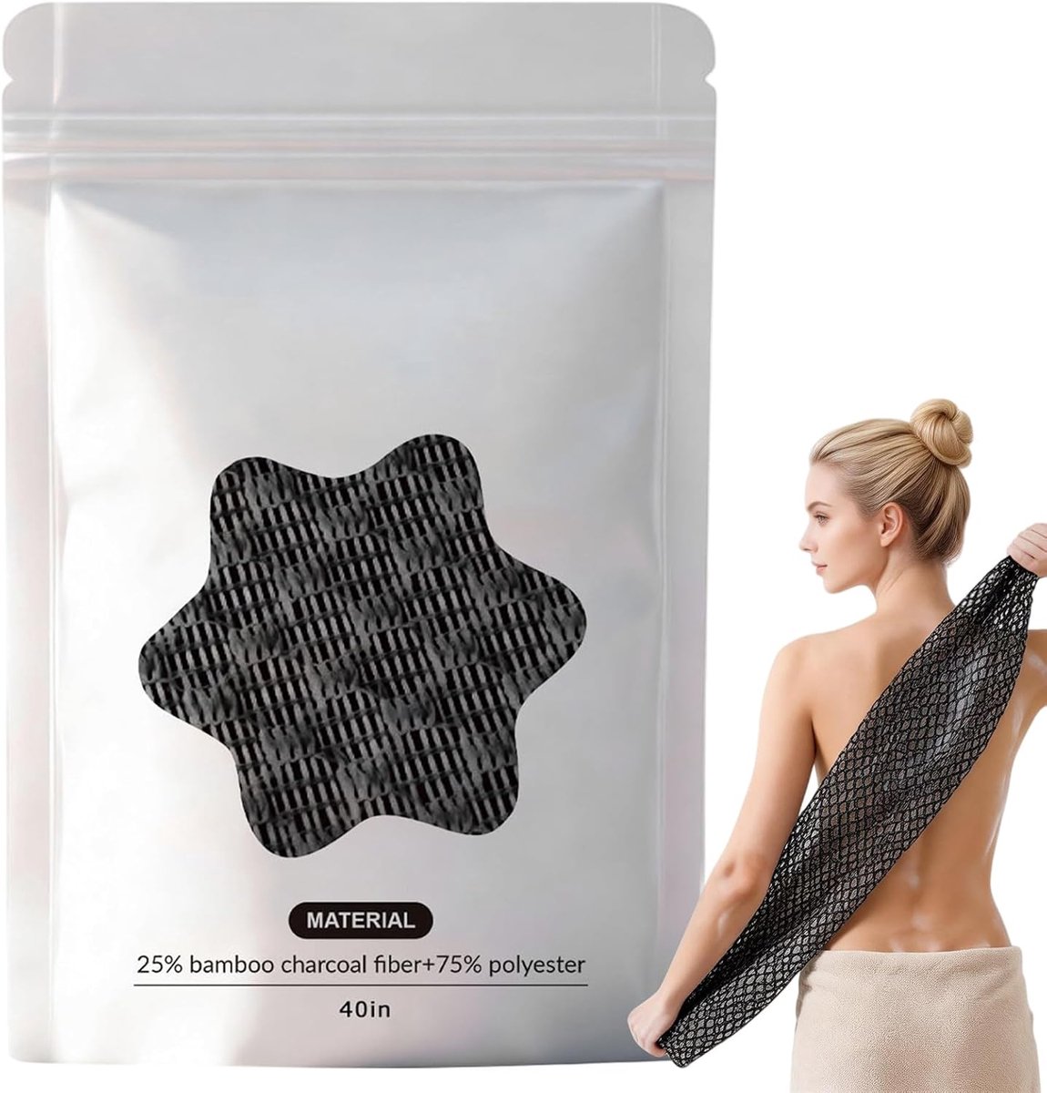 Peeling douchedoek - zwart - microfiber - diepgaande reiniging - ShopVlot