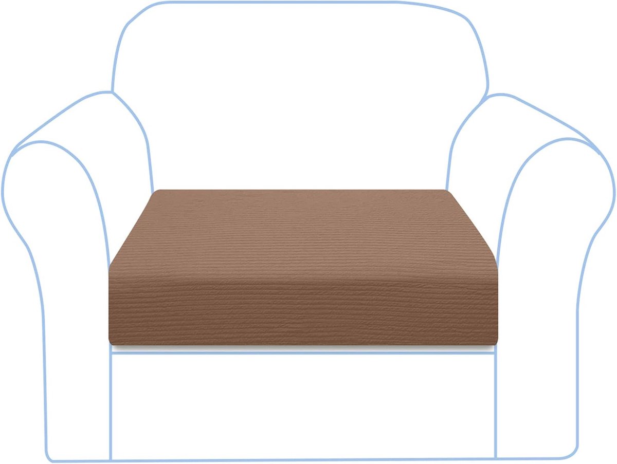 Sofa kussenhoes 1-zits - jacquard spandex - camel - comfortabel en machinewasbaar - ShopVlot
