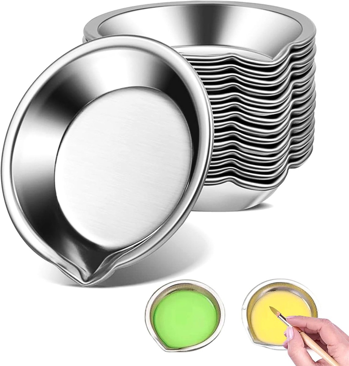 Ronde Mengpalet van Roestvrij Staal voor Schilderen en Make-up - 12 Stuks, Ideaal voor Waterverf en DIY Projecten