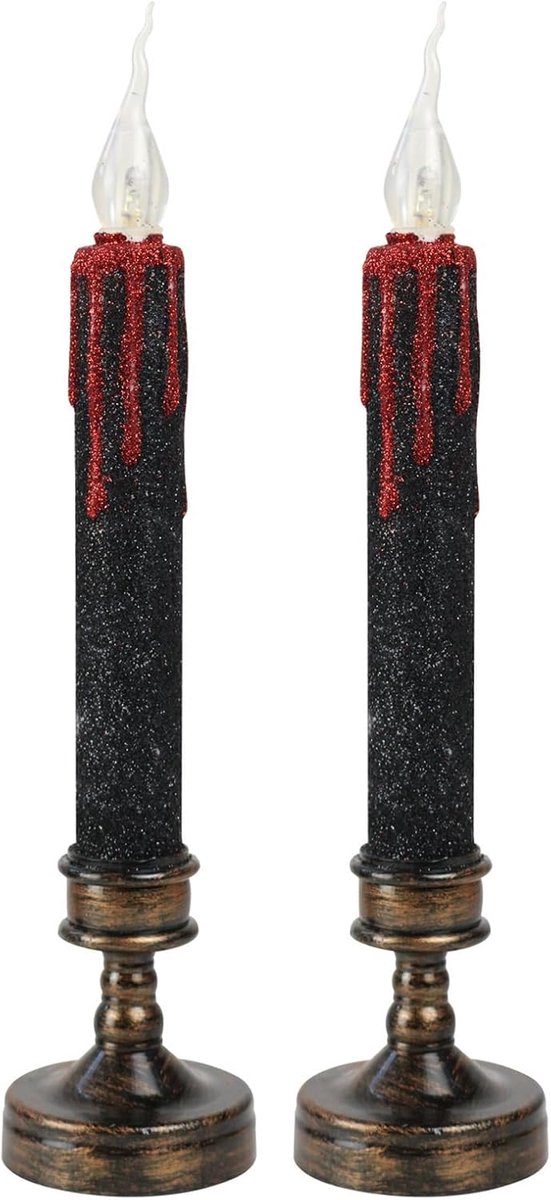 Flameless kaarsen Halloween 2 stuks - LED nepkaarsen - unieke bloeddruppels - sfeervolle decoratie voor Halloween feest - ShopVlot