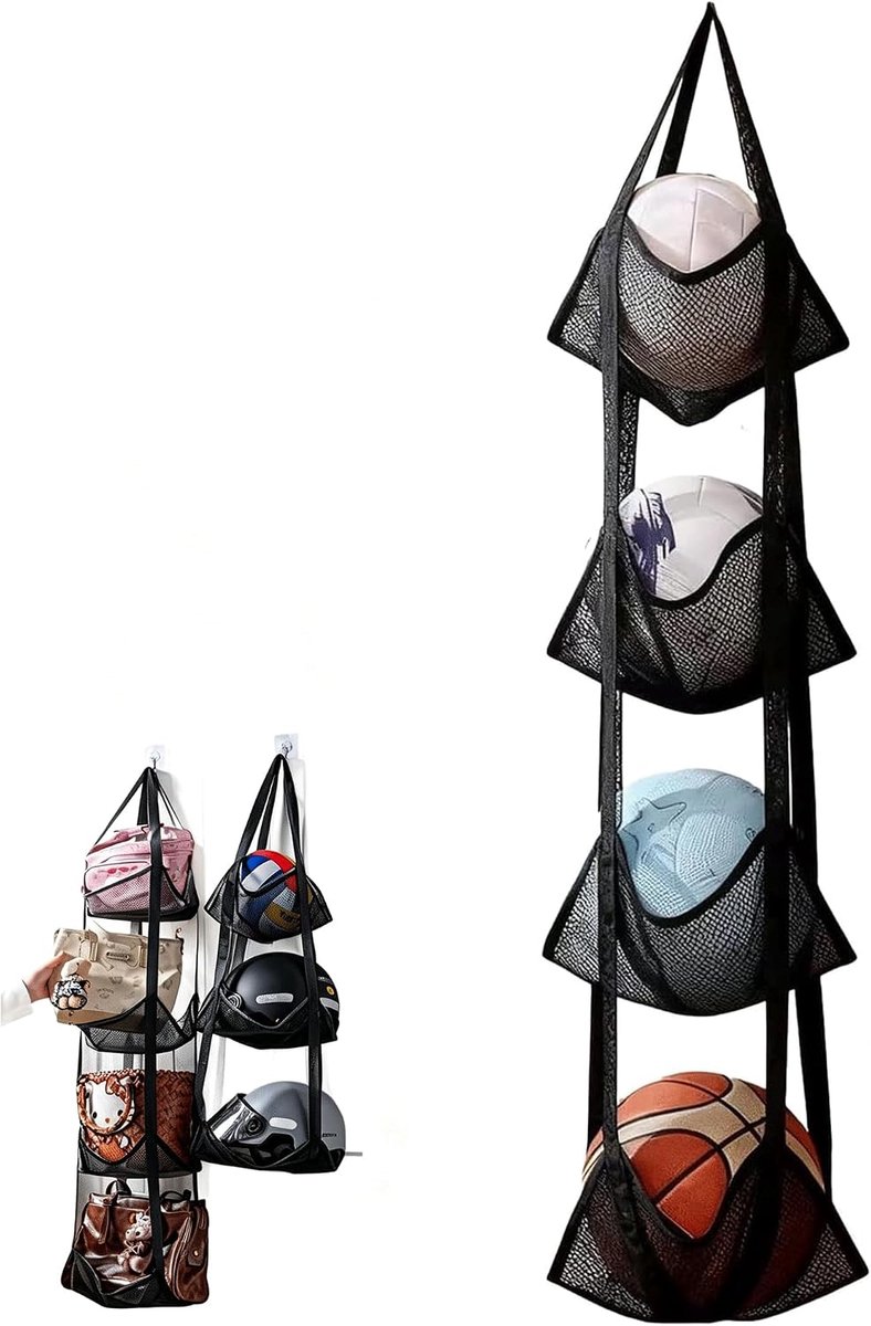 Basketbalstandaard verticale baldisplay - organizer voor basketbal en voetbal - ruimtebesparend design - ShopVlot