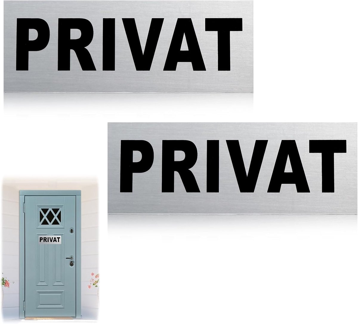 Privéplaat 16 x 6 cm - Aluminium - Zelfklevend - Beperkte toegang voor deuren en ruimtes - ShopVlot