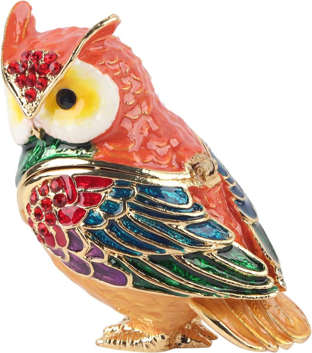 Sieradenbox uil - Elegant emaille - Handgeschilderde figuur - Perfect voor sieraden - ShopVlot