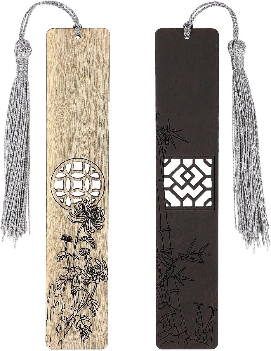 Handgemaakte Houten Boekenleggers voor Boekenliefhebbers, Set van 2, Vintage Design, Perfect Cadeau voor Vrouwen, Mannen en Studenten