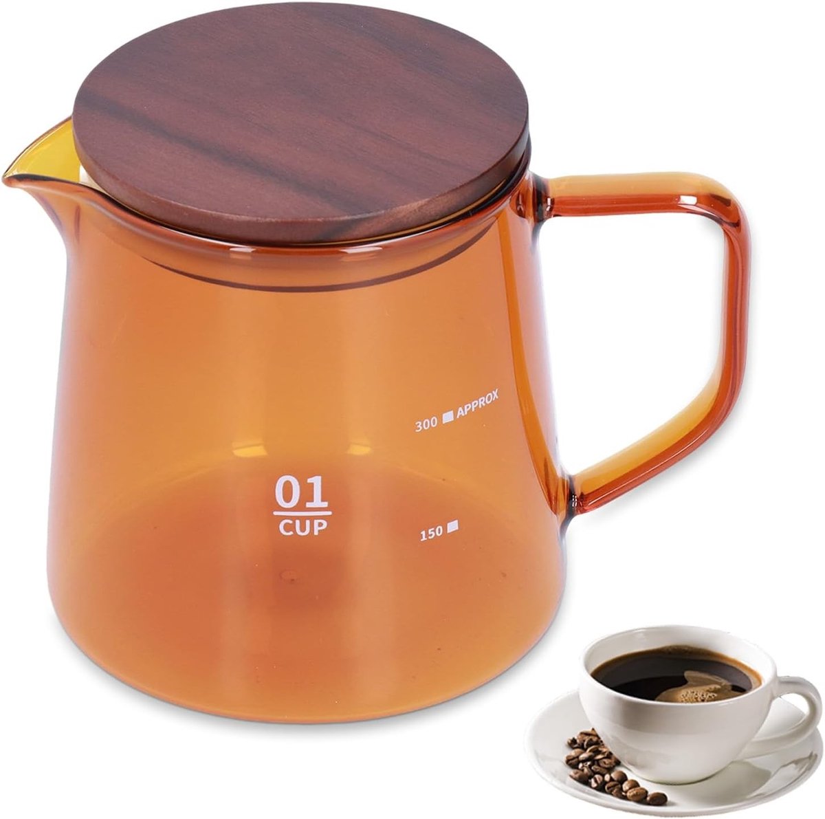 Koffie Serveerkan van Glas met Deksel en Tuit - 300ml Glazen Theepot voor Koffie en Thee, Ideaal voor Melk en IJsdranken