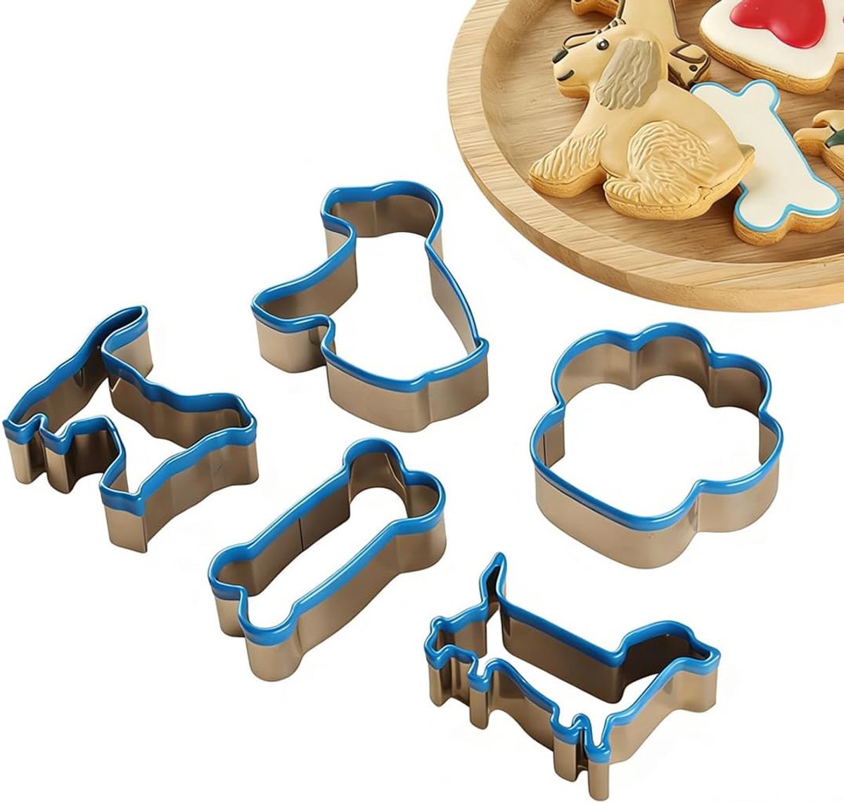 Koekjessnijders hondenvorm set van 5 - roestvrij staal - duurzaam en gemakkelijk te reinigen - ShopVlot