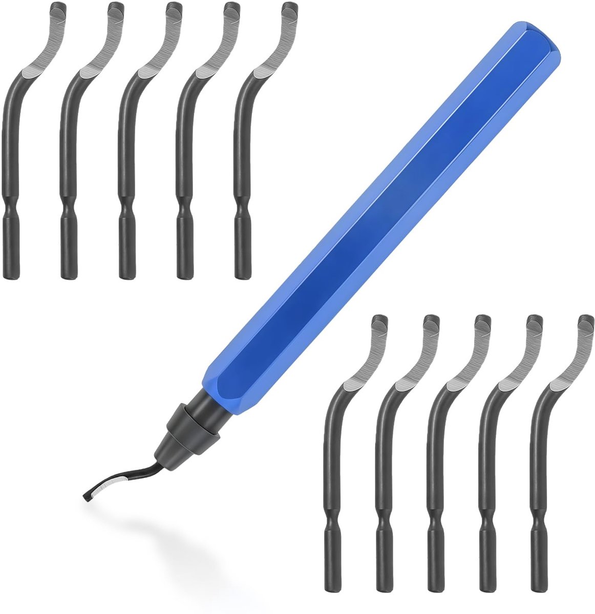 Ontbraamtoolset met 10 BS1010 messen - Blauwe handgreep - Voor metaal en kunststof - Ideaal voor 3D printen - ShopVlot