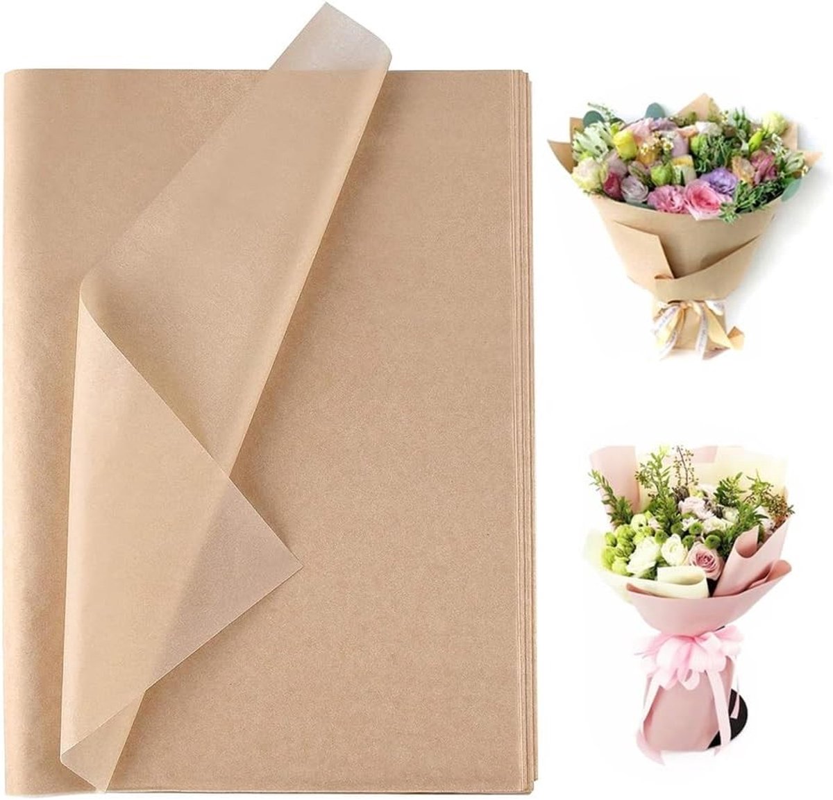 Tissuepapier voor Verpakking en DIY Decoratie - 72 Vellen Bruin 50x70cm voor Bloemen, Geschenken en Pom Poms