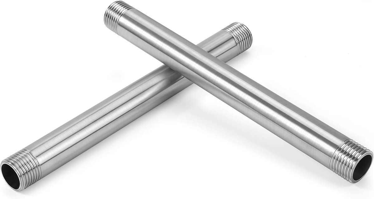 Hose connector 200 mm - roestvrij staal - male thread - voor water- en luchtleidingen - ShopVlot