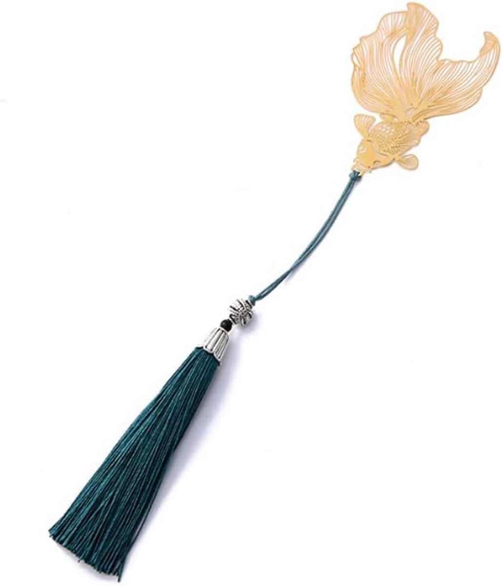 Boekenlegger goudvis - metalen boekenlegger met tassels - ideaal voor lezers en boekenliefhebbers - ShopVlot