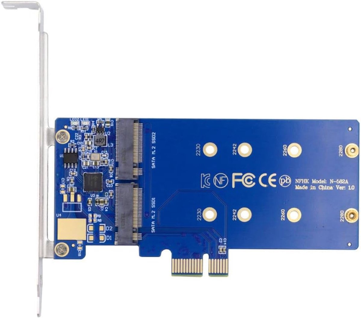 PCI-E adapter voor 2 SATA SSD - JMB582 chipset - uitbreidingskaart voor desktop - optimale opslagcapaciteit - ShopVlot