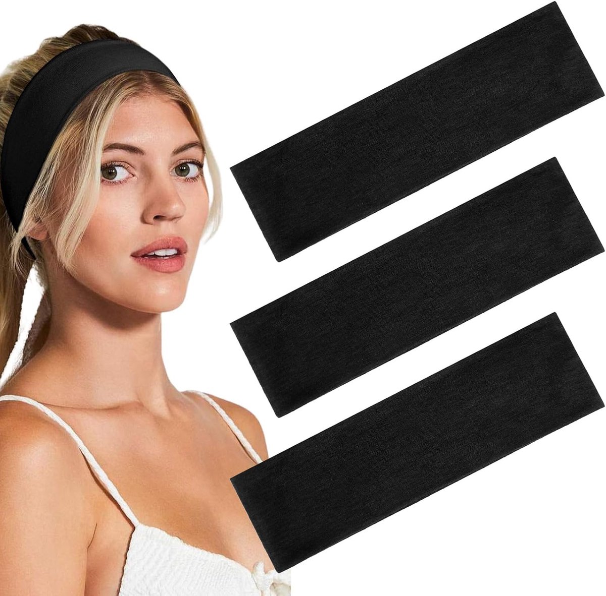 Sporthoofdband Dames 22 cm - Katoen Elastisch - Antislip - Ideaal voor Yoga en Fitness - ShopVlot