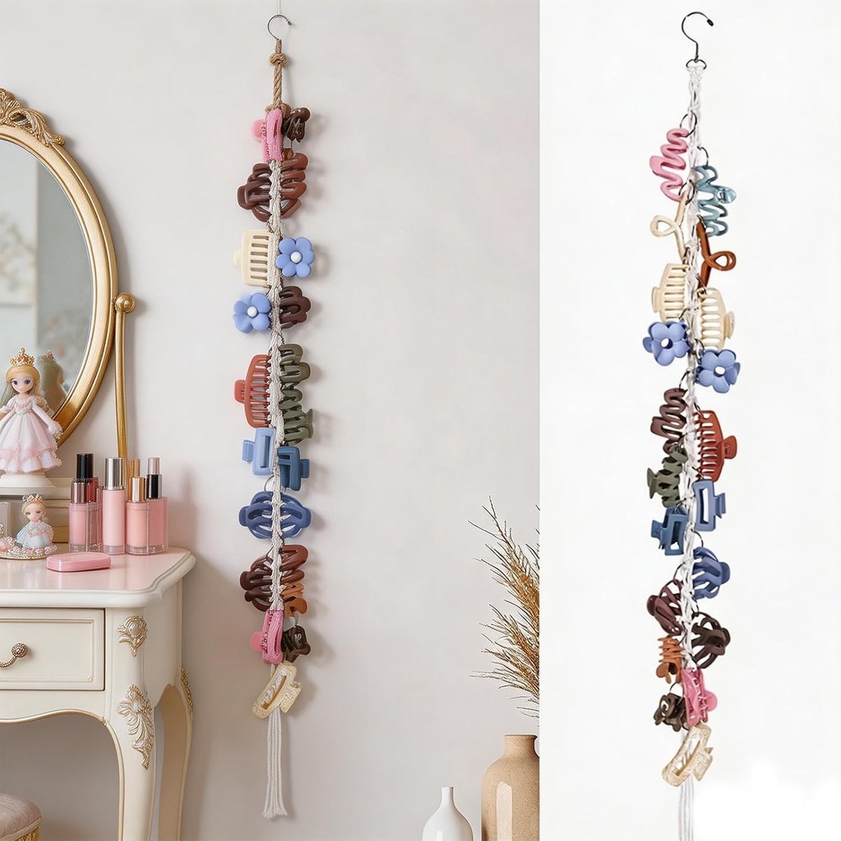 Haarclips Organizer met 20 Metalen Ringen - Rotatiebaar - Duurzaam Polyester - Handige Opslag voor Haaraccessoires - ShopVlot