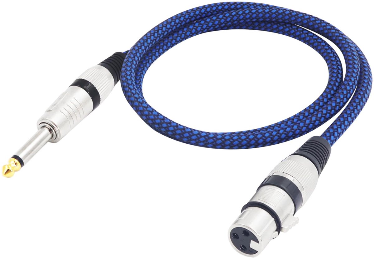XLR Female naar 1/4" TS Kabel 3.3FT - Nylon Gevlochten - Ongebalanceerd - Ideaal voor Microfoons - ShopVlot