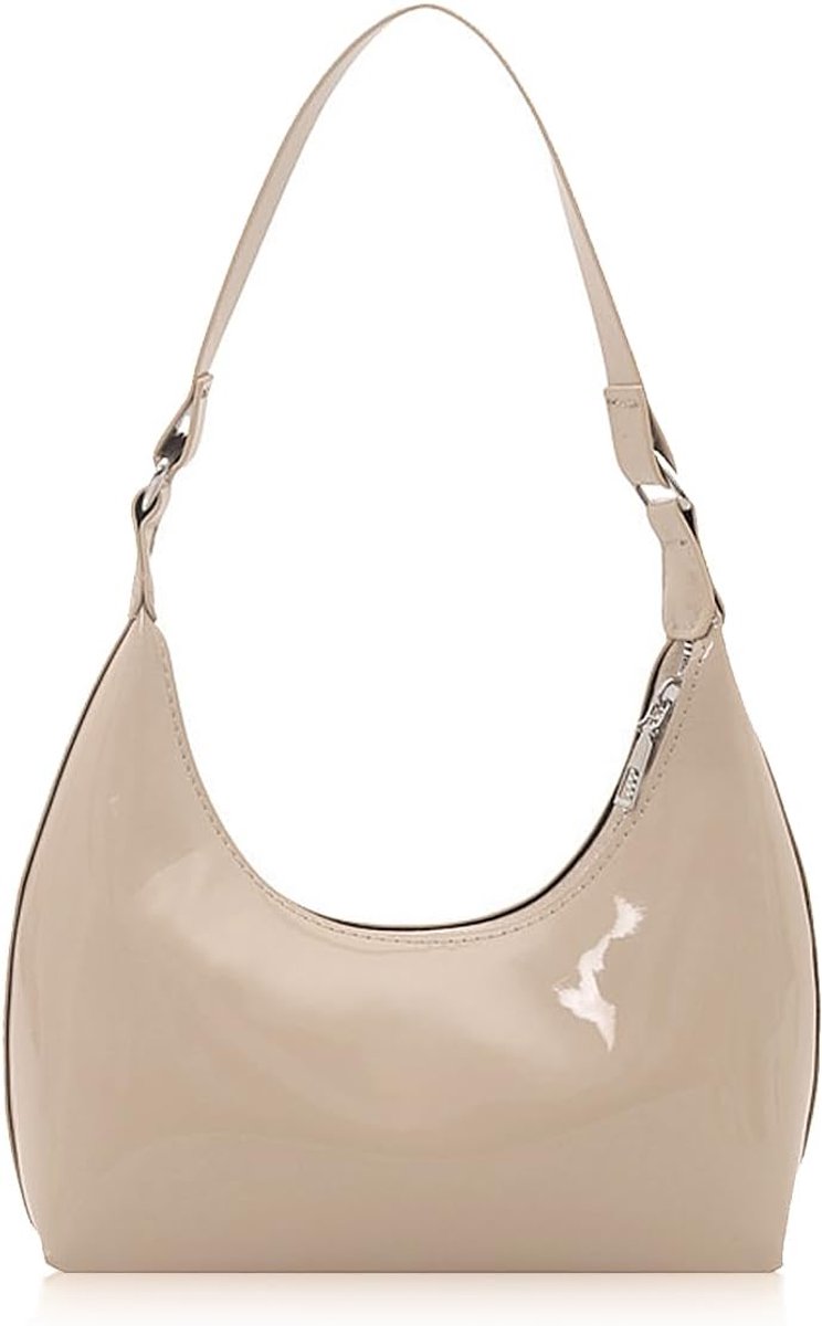 Kleine handtas voor dames, PU-leer, schoudertas, kleine tas met ritssluiting, retro schoudertas, elegante schoudertas - ShopVlot