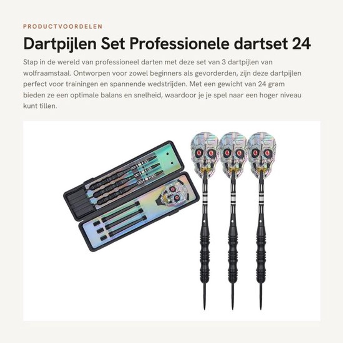 Dartpijlen 24 gram Professionele Set - Wolframstaal - Aluminium Schachten - Stijlflights - Dartetui - Nauwkeurige Precisie - Dartset