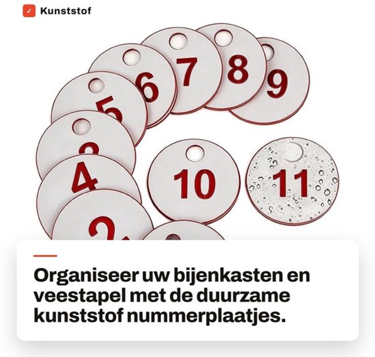 Nummerplaatjes Duurzaam - Gegraveerde Nummerschijven - 50 Stuks - ABS Materiaal - 4mm Gat - Voor Bijenteelt/Veehouderij - Identificatielabels