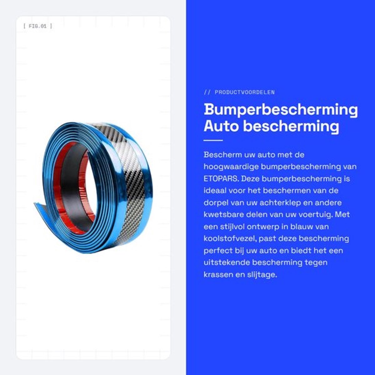 Bumperbescherming Krasbestendig - Rubber/Koolstofvezel - Zelfklevend - 250 cm x 5 cm - Universeel - Bescherming tegen Wrijving - Bumperstrip