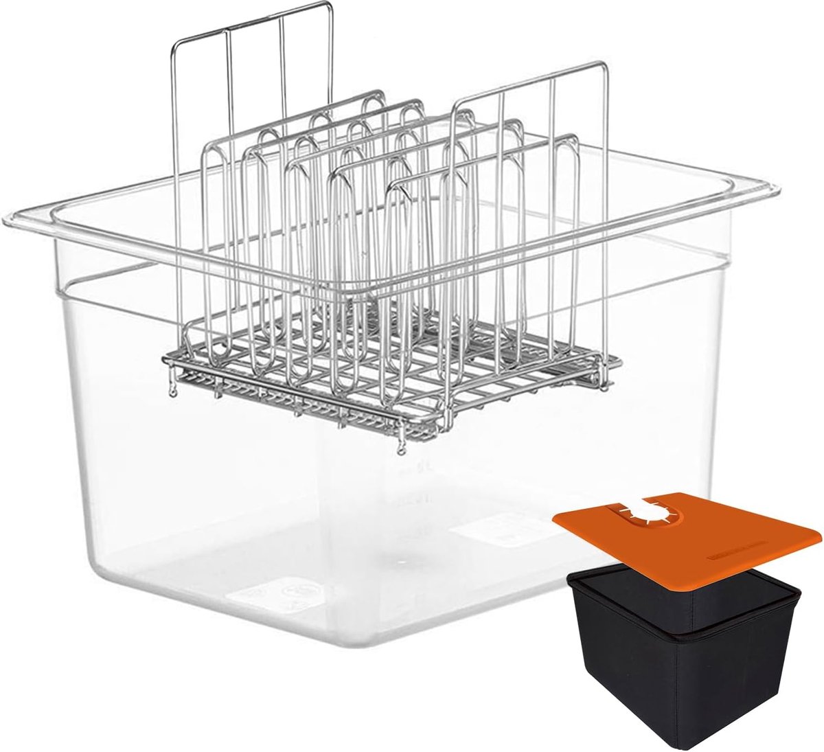 Sous-vide container 12 l - met deksel en rooster - geschikt voor de meeste slow cooking pannen - ShopVlot
