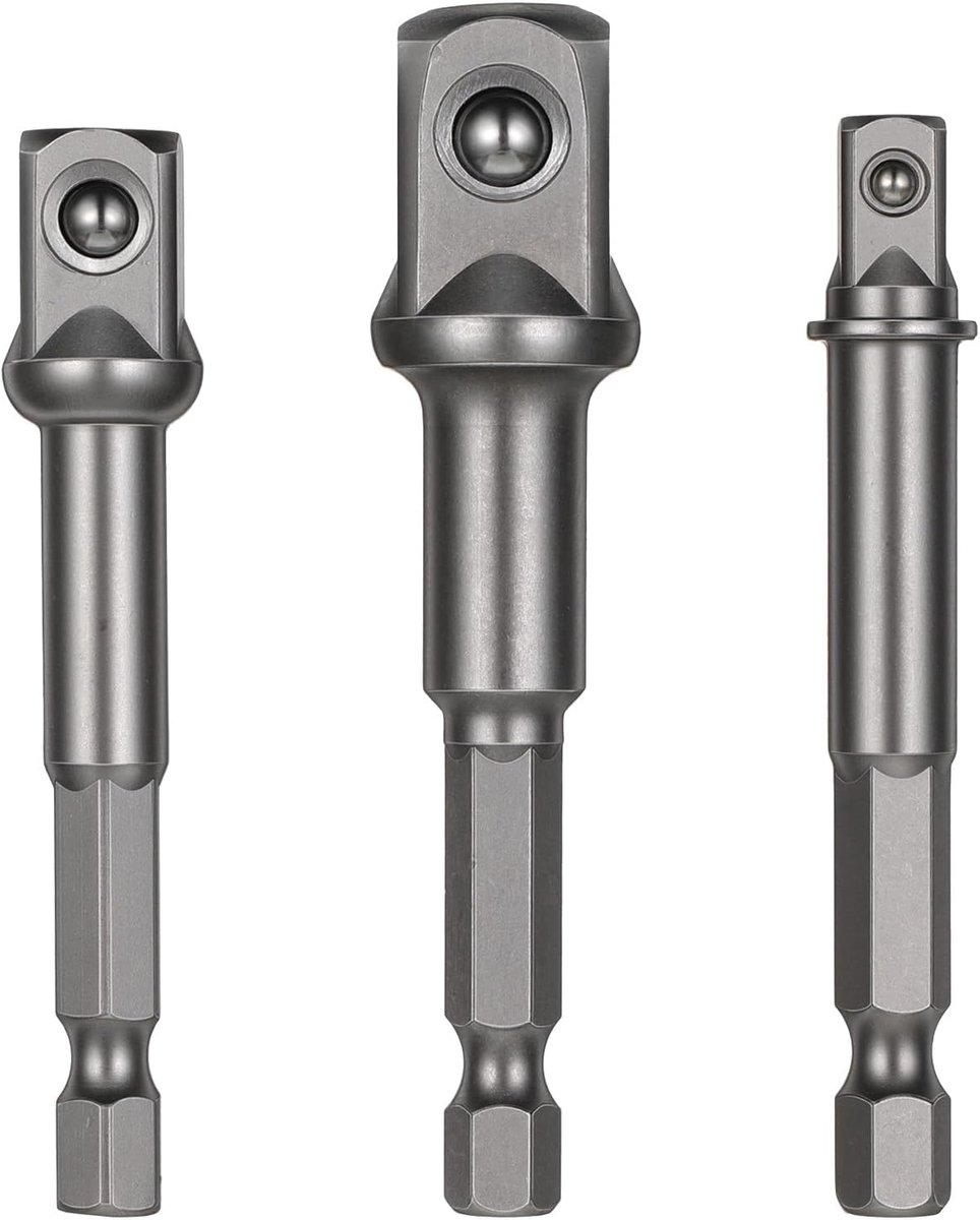 Dopsleuteladapter 3 stuks - 1/4", 1/2", 3/8" vierkant - veelzijdige bitset - ideaal voor krappe ruimtes - ShopVlot
