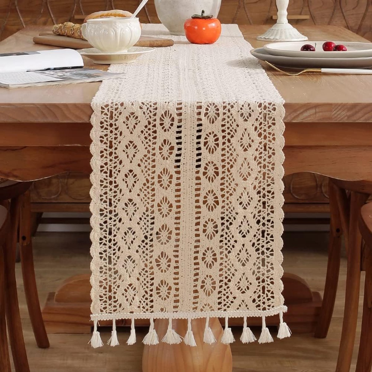 Tafelkleed Bohemian 140x240 cm - Beige kant - Vintage uitstraling - Perfect voor bruiloften - ShopVlot