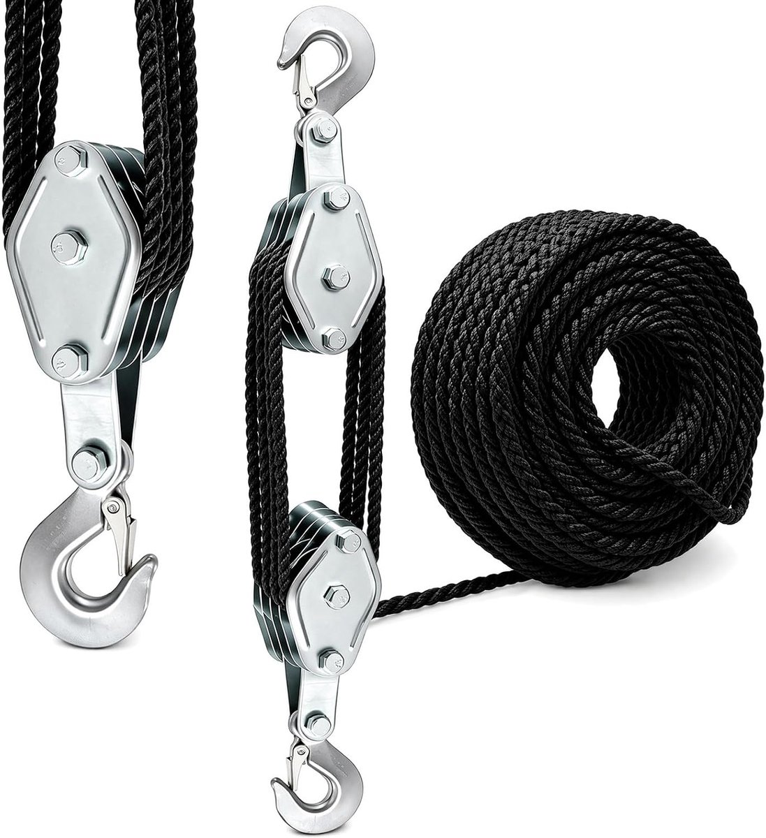 katrol zware kabel 400 kg - 8:1 hefmechanisme - 20 m touw - ideaal voor magazijnen - ShopVlot