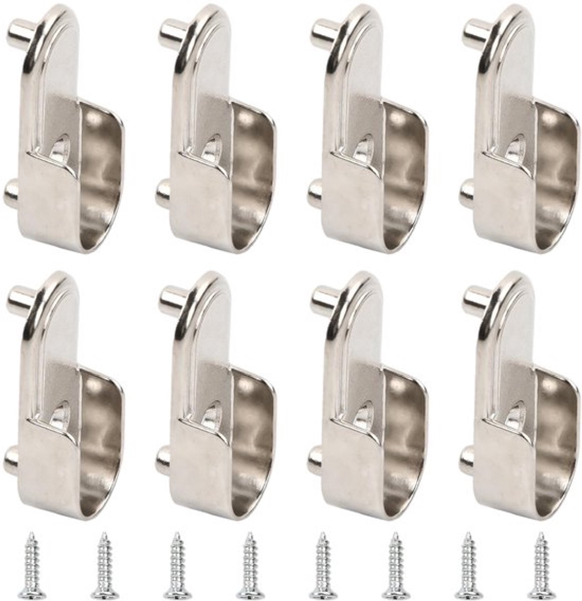 Kledingstanghouder Set van 8 - Metalen Stanghouders - Roestvrij Stalen Beugels - Zinklegering - Eenvoudige Installatie - Duurzaam en Robuust - Stangbeugels