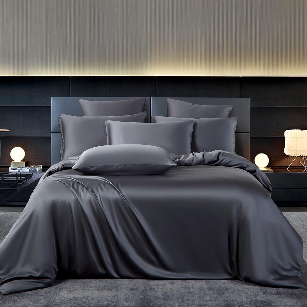 Dekbedovertrek 135 x 200 cm - Grijs, Effen - 50% Bamboe Lyocell - Luxe en ademend - ShopVlot