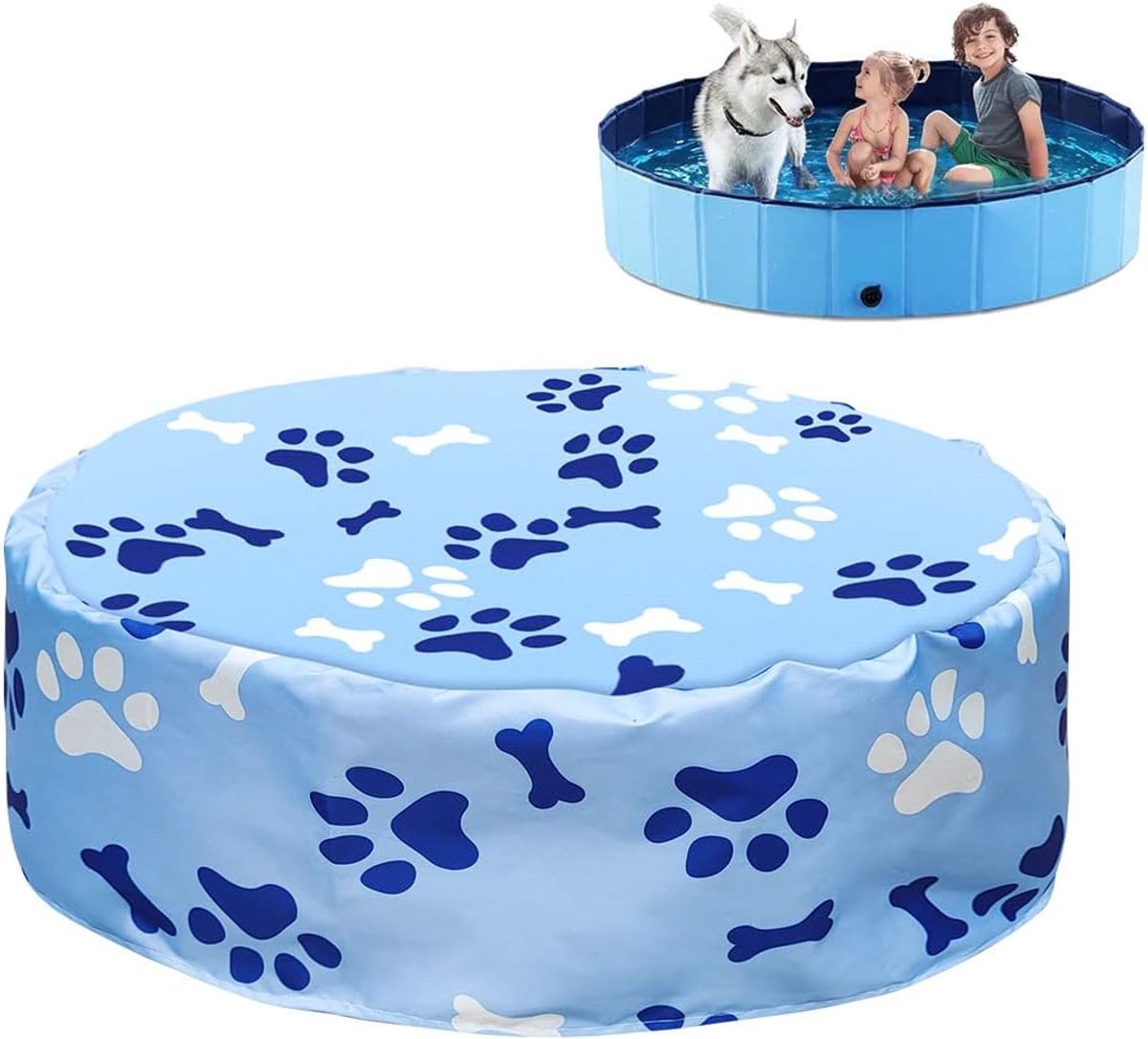 Hondenzwembadafdekking - Rond - Paw-patroon - UV-bescherming en waterdicht - ShopVlot