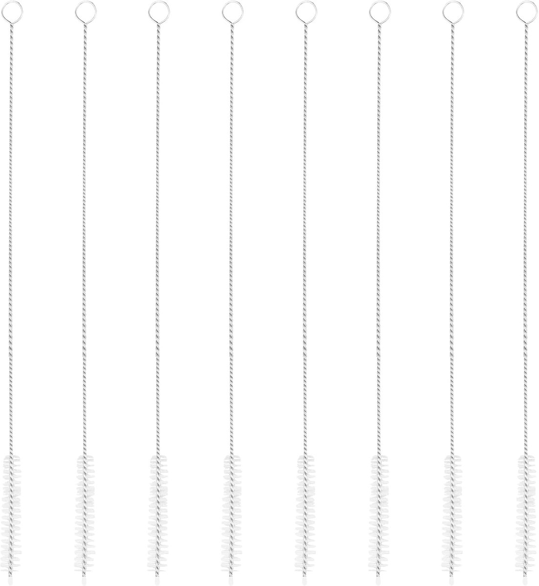 Reinigingsborstels 30cm - RVS en nylon - 8 stuks - Voor effectieve reiniging van rietjes - ShopVlot