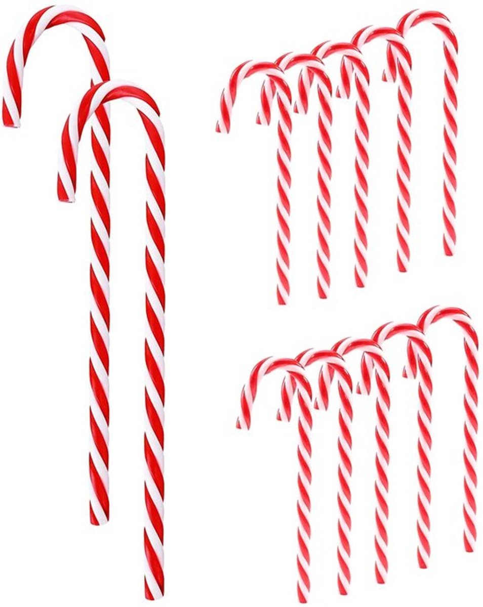 Candy Canes 12 Stuks - PVC Ornamenten - Kerstdecoratie - Feestelijke Sfeer - Duurzaam - 15 cm Lang