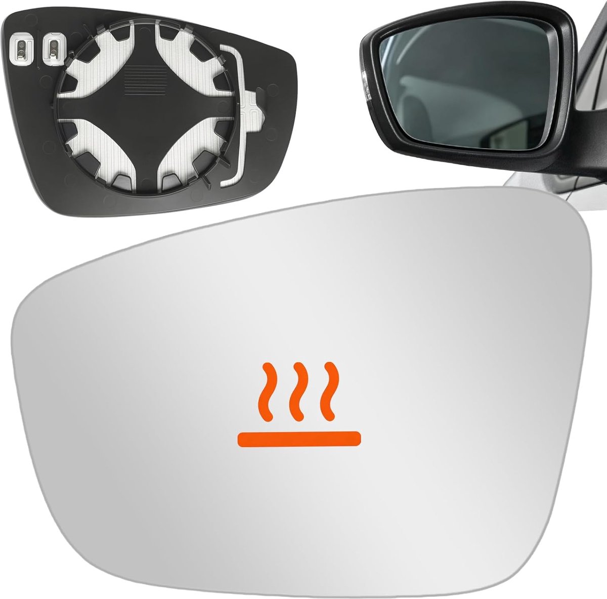 Linker spiegelglas verwarmd - vervanging voor VW Polo 6R/6C 2009-2016 en UP 2017+ - met achterplaat - ShopVlot