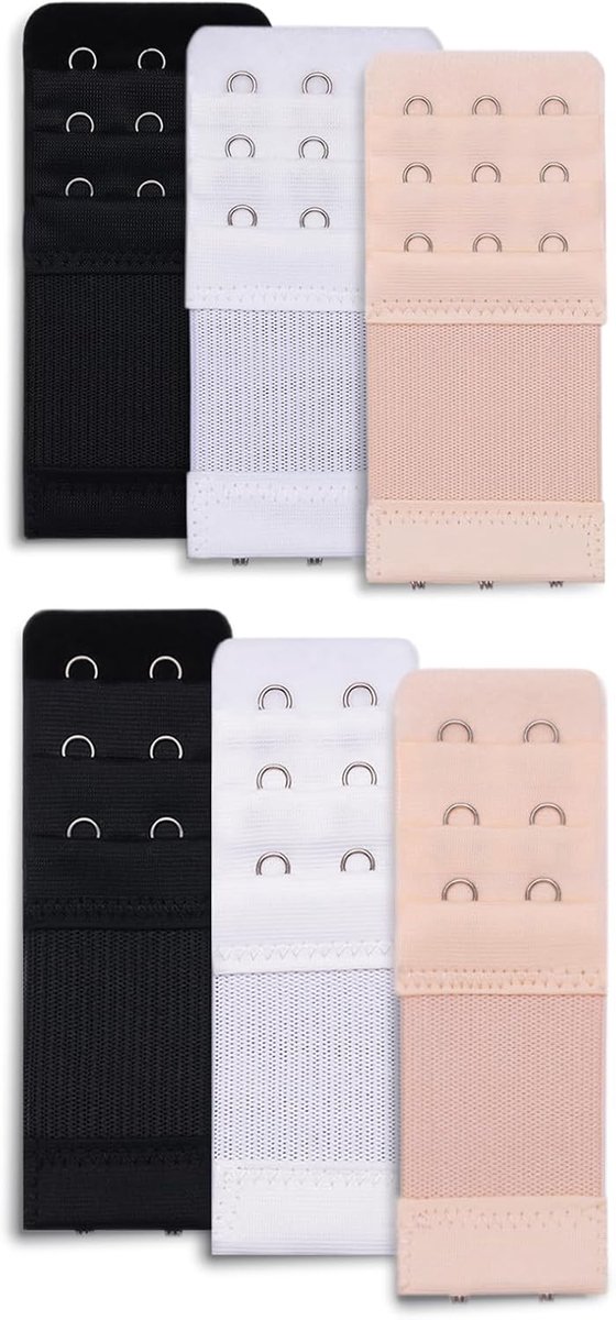 Bh verlenger 6 stuks - 3 haakjes 3 rijen - elastisch en comfortabel - ideaal voor extra draagcomfort - ShopVlot