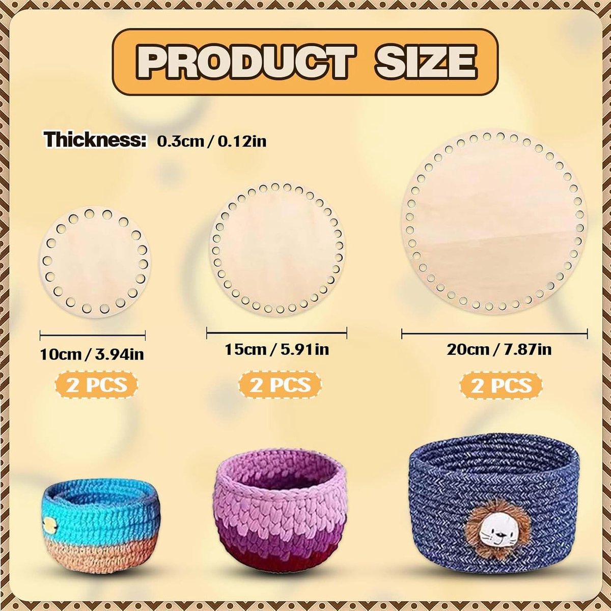 Mandbodem voor haken - natuurlijke houten bodem - ronde basis voor DIY-projecten - ideaal voor haakwerk - ShopVlot