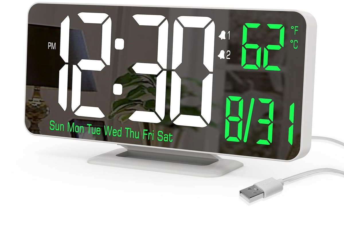 Solidchoice - LED Tafelklok met Dubbele Alarmfunctie en Temperatuurweergave