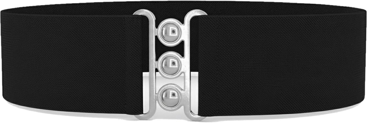 Brede elastische riem met gesp 7,5 cm - Zwart - Voor dames - Comfortabel en stijlvol - ShopVlot