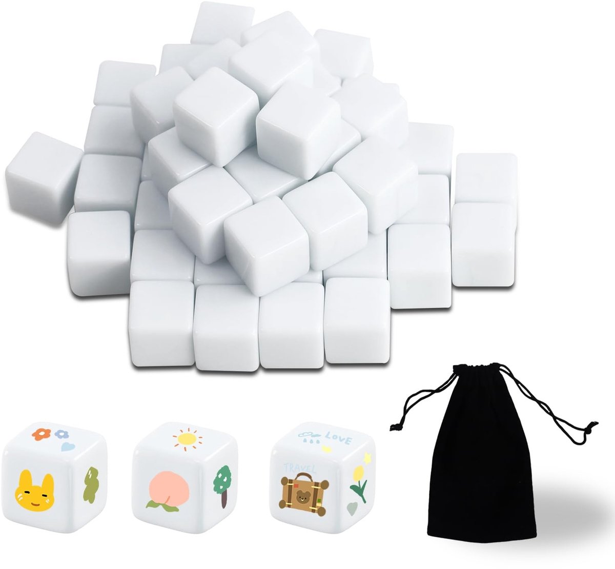 Solidchoice - Set van 50 Lege Dobbelstenen van 16mm voor DIY
