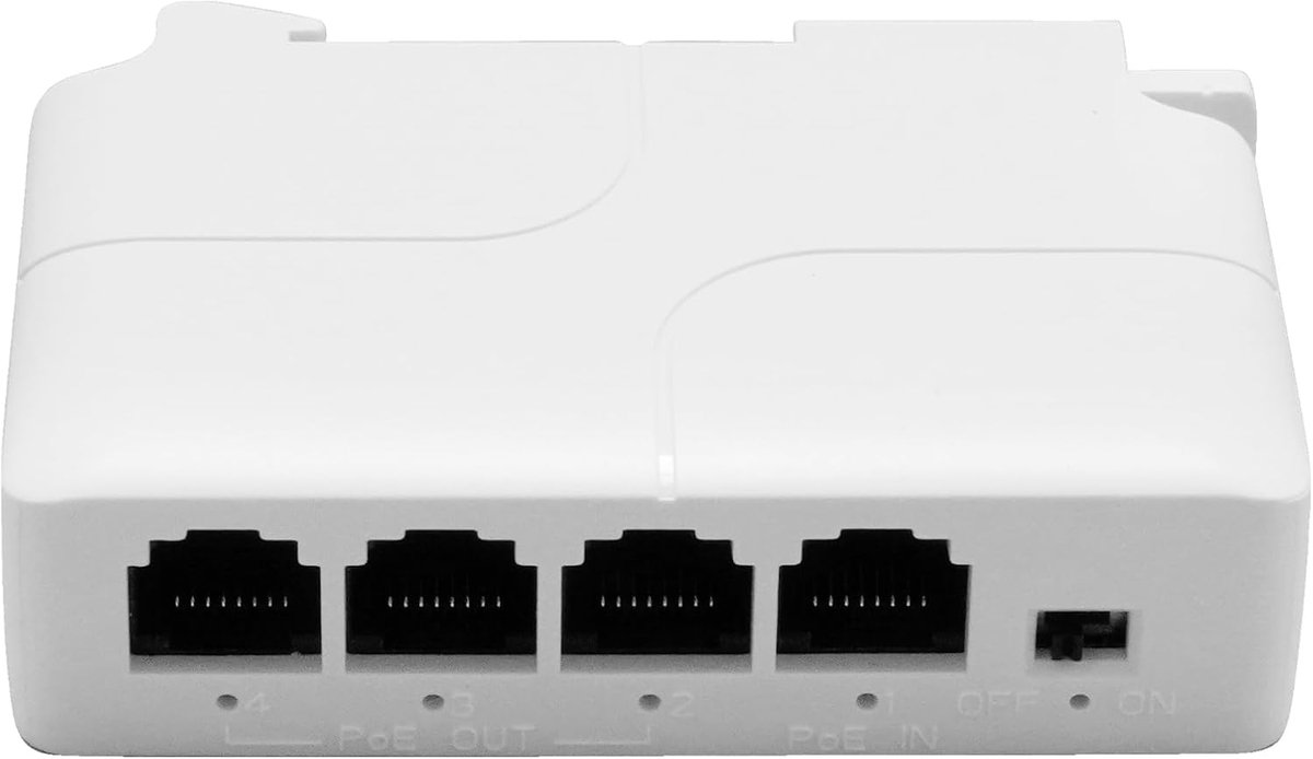PoE extender 1 PoE in 3 PoE out - 4-poorts switch - 100 Mbps snelheid - ideaal voor netwerkuitbreiding - ShopVlot