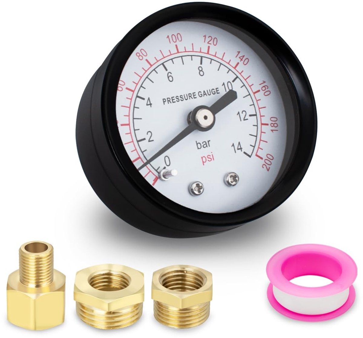 Solidchoice - 50mm Drukmeter voor Lage Druk met Teflon Tape