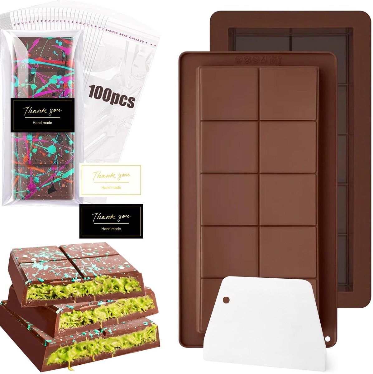 Solidchoice - Silicone Mould voor Chocolade met 2 Stuks en Accessoires